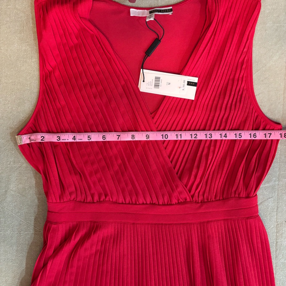NWT Anthropologie x Tracy Reese Pleated Red Midi Sleeveless Dress | sz M - Picture 15 of 17